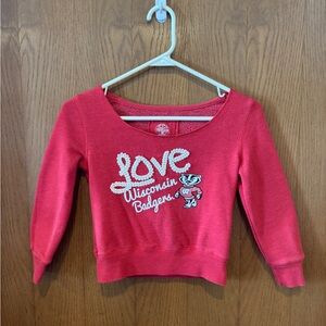 Wisconsin Badgers Bucky Badger "Love" Crop Sweatshirt - Girls Size Small 6/6X